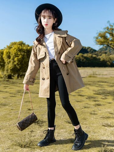 324哈哈家 特价 女童秋季新款洋气韩版时髦百搭休闲风衣外套