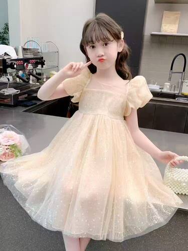 030哈哈家 女童高品质夏季新款洋气韩版时髦超仙亮片连衣裙