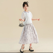 半身裙马面套装 060哈哈家 衬衫 洋气国风新中式 女童春秋新款