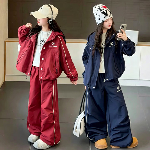 1238哈哈家 女童秋季新款洋气韩版时髦百搭外套休闲裤套装