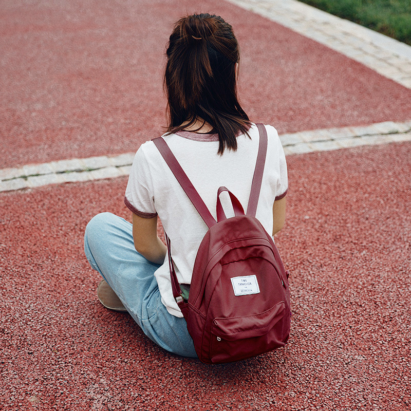 S号目意思尼龙布防水韩版双肩包女学院风学生书包纯色小清新背包 箱包皮具/热销女包/男包 双肩背包 原图主图