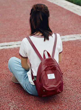 S号目意思尼龙布防水韩版双肩包女学院风学生书包纯色小清新背包