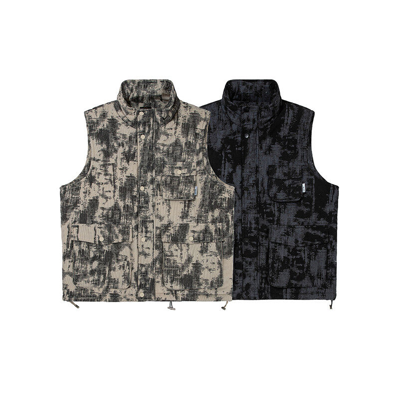 25年新款复古日系冬季马赛克迷彩工装多袋加厚丝棉马甲宽松版型潮,男装,常规马甲,淘宝优惠券,粉丝福利购,淘宝优惠卷