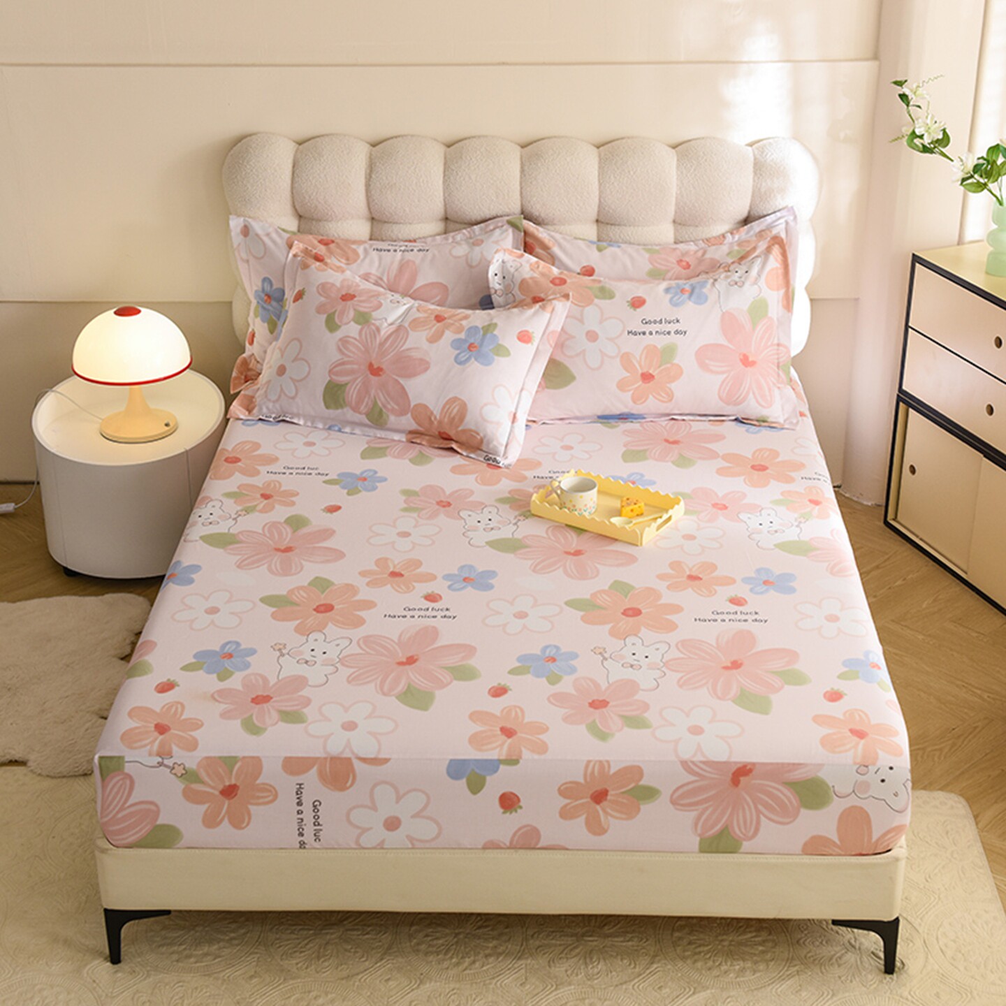 40cm加高床笠2025新款纯棉加厚床垫粉色床罩加大尺寸全棉加宽加长