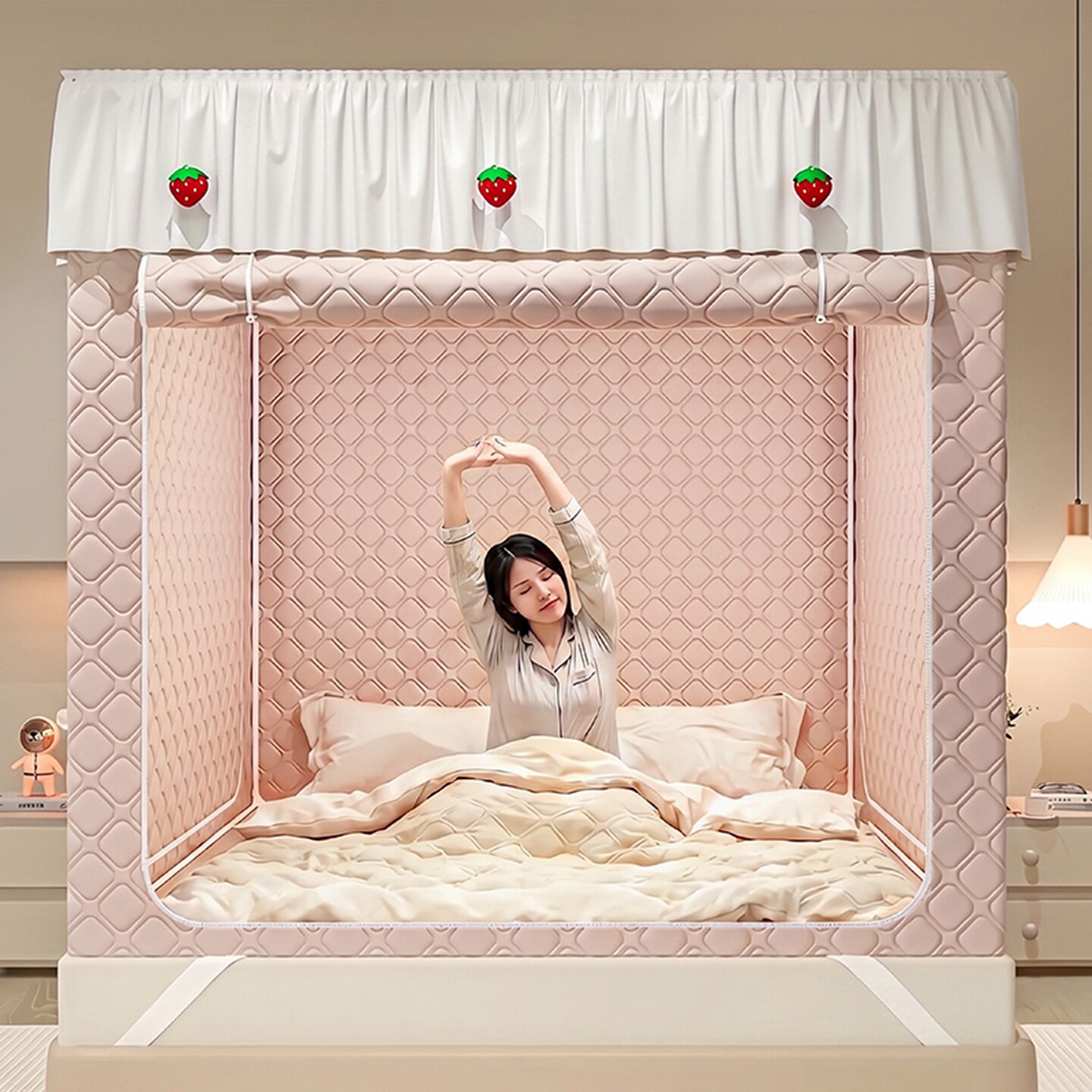 生宝坐月子孕宝妈隐私小屋婴儿挡风加厚夹棉床帘蚊帐加大床上帐篷