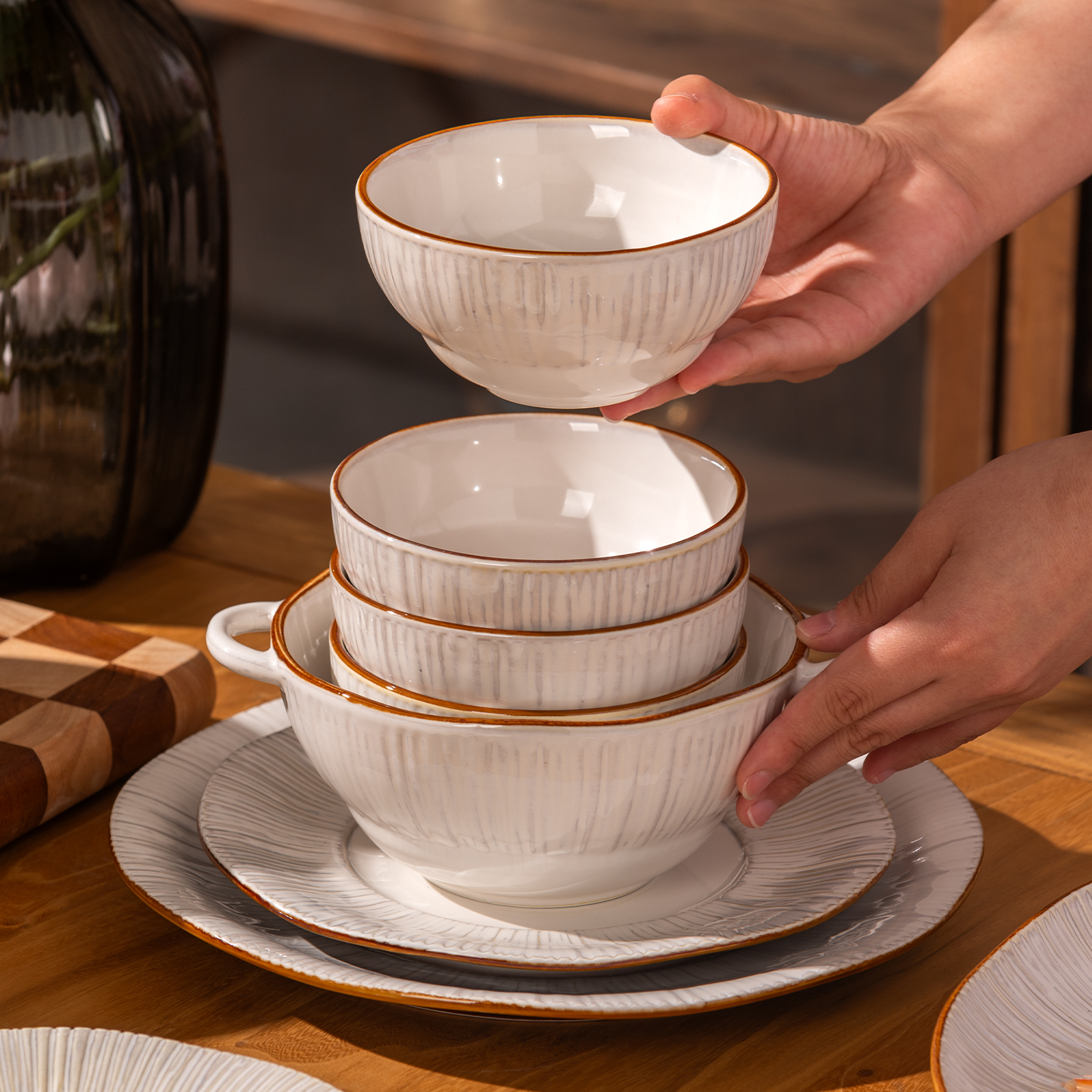 釉下彩2025新款现代简约碗碟套装