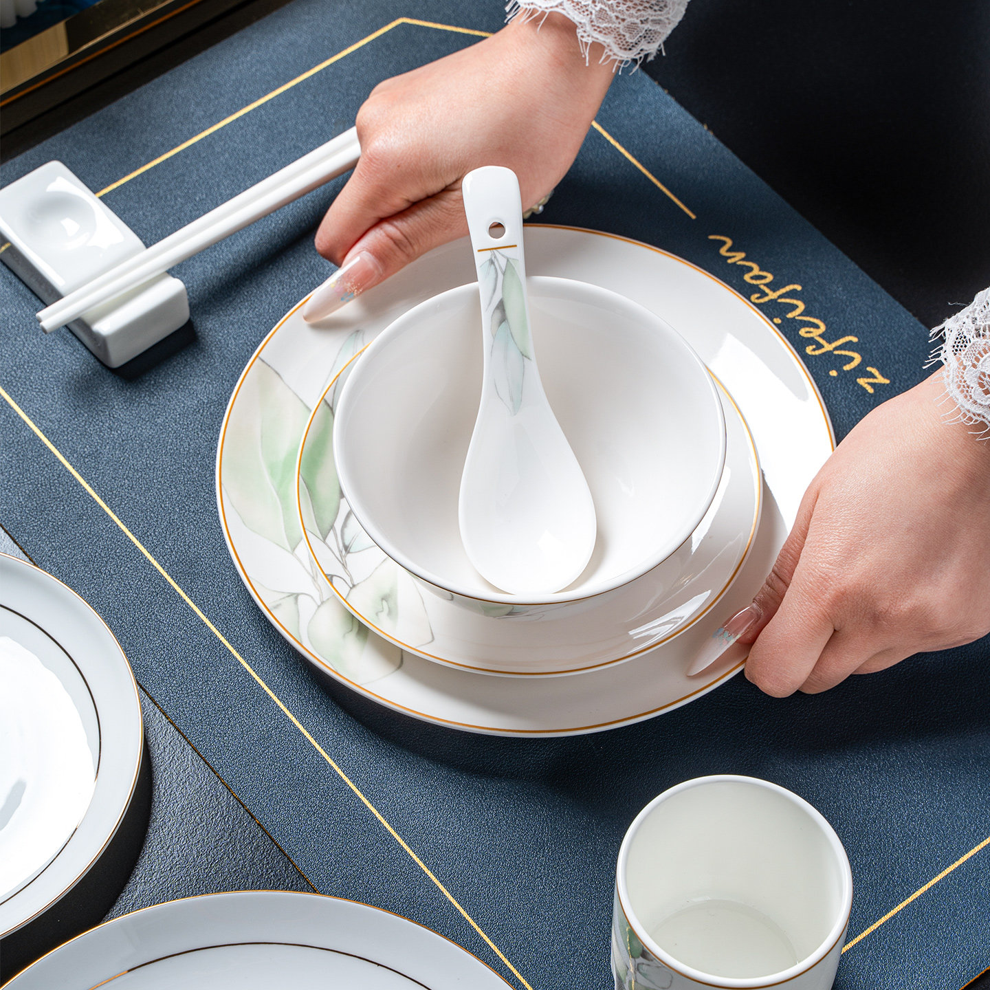 陶瓷餐具酒店摆盘定制logo饭店餐厅宴会专用景德镇盘子六件套组合,餐饮具,碗,淘宝优惠券,粉丝福利购,淘宝优惠卷