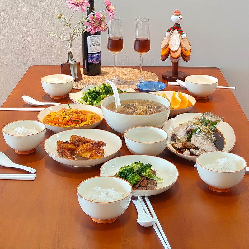 简约釉下彩2026新款碗碟套装家用高颜值奶油风餐具碗盘乔迁汤饭碗