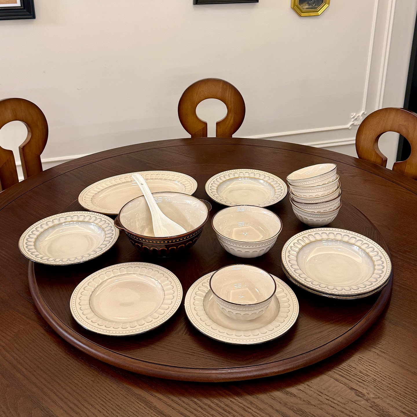 高温釉下彩2026新款法式餐具碗碟套装家用窑变釉碗盘乔迁送礼汤碗