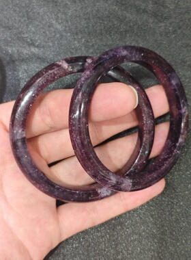 天然紫祖母晶手镯女款 深紫色油润光泽 内含棉絮纹理 复古风饰品