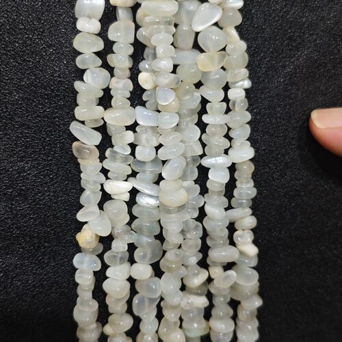 天然白月光石碎石带孔珠子 打孔不规则碎石 DIY手工串珠手链用珠