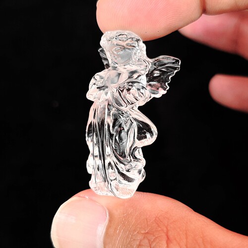 天然高透白水晶小天使雕塑迷你款高度4cm桌面小摆件 节日闺蜜礼物