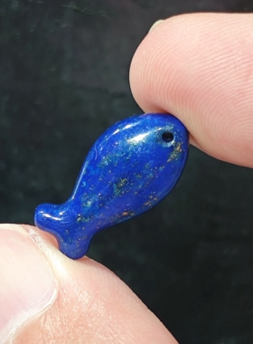 天然青金石小鱼造型珠 异形珠  蓝色珠子 DIY手工手链饰手串配件