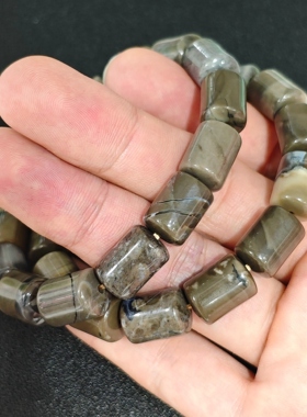可挑选 天然木纹石手链 古朴木纹 沉稳中性 木纹层状纹理手串