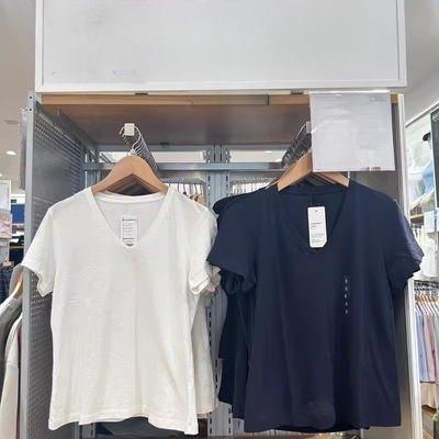 外贸原单 女装竹节纱V领T恤/短袖26春夏新款483460