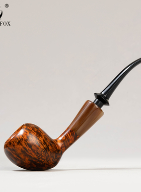 老狐狸一物一拍手工烟斗进口石楠木3mm烟道牛角环黑色坎伯兰烟嘴