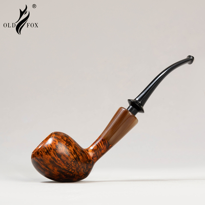老狐狸一物一拍手工烟斗进口石楠木3mm烟道牛角环黑色坎伯兰烟嘴