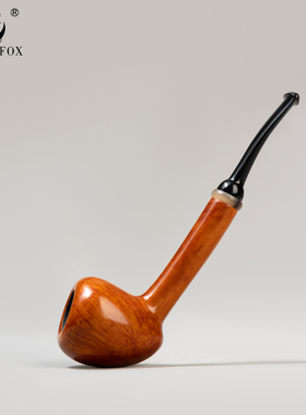 老狐狸轻巧手工烟斗进口石楠木3mm烟道牛角环黑色坎伯兰烟嘴