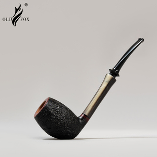 老狐狸长柄手工烟斗西班牙进口石楠木3mm牛角烟道阅读斗
