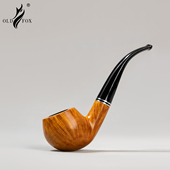 OLDFOX老狐狸烟斗进口石楠木男士 苹果斗实木烟斗金属双环9mm烟道