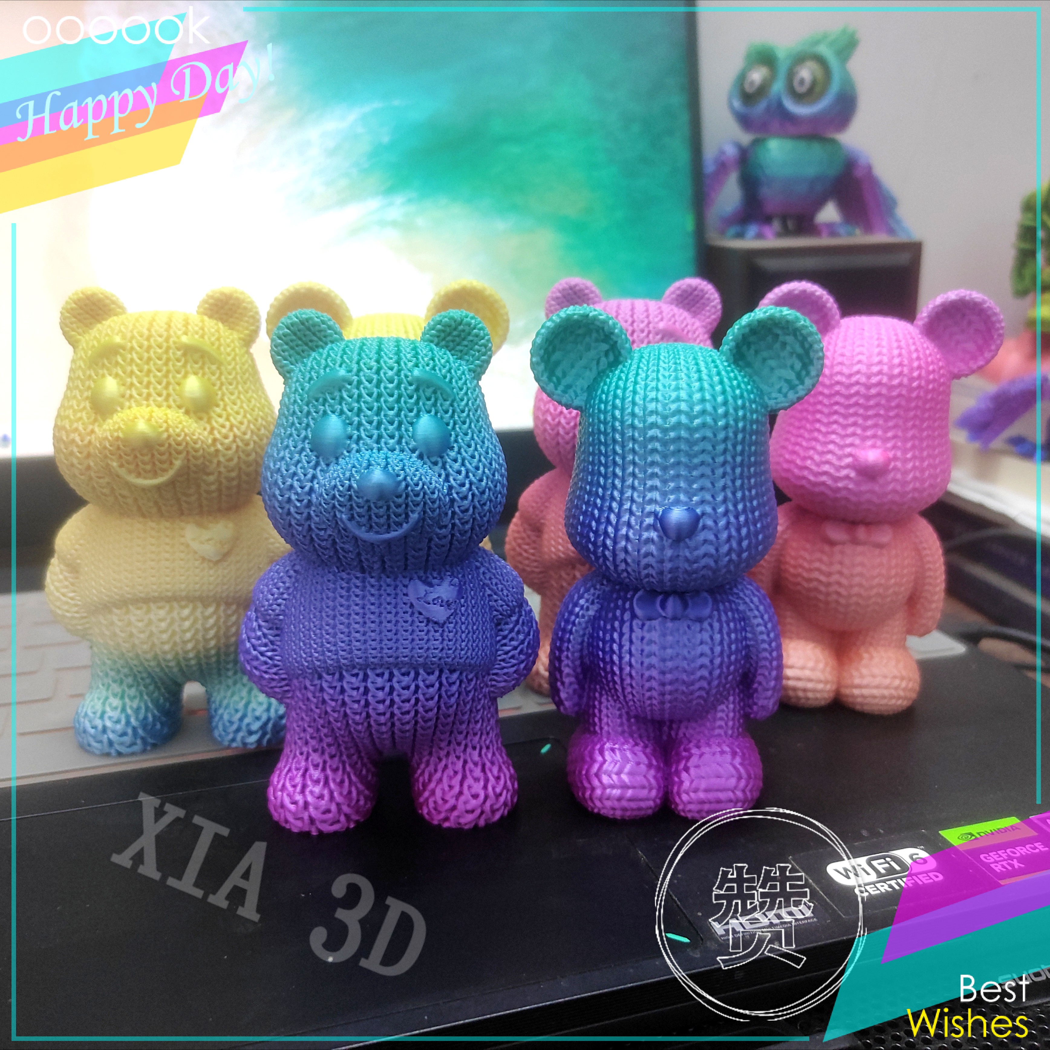 3d打印玩具针织小熊爱心维尼熊暴力熊室内摆件儿童生日情人节礼物