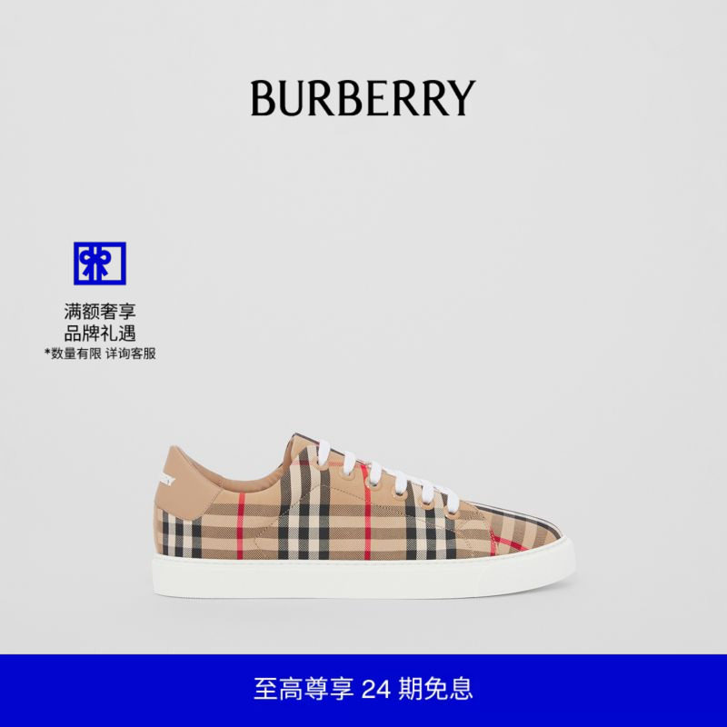 【24期免息】BURBERRY女鞋Vintage格纹拼皮革运动鞋80497771