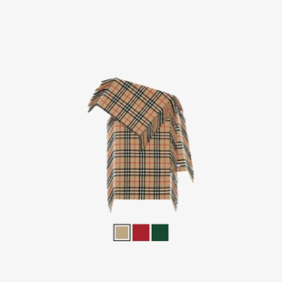 多色 12期免息 BURBERRY 格纹羊绒流苏围巾