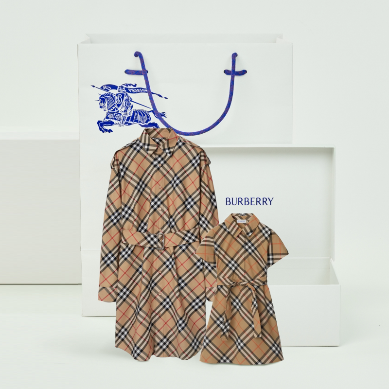 格纹棉质衬衫式连衣裙BURBERRY图片