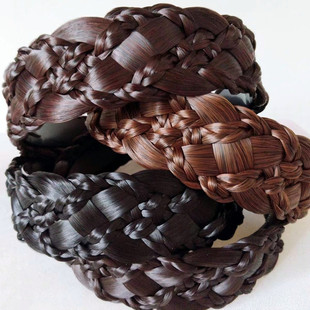 [新品加宽]仿真头发发箍假发麻花辫头饰假发遮白发神器增高颅顶发