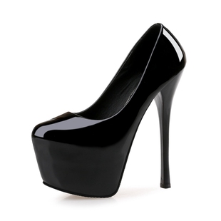 防水台夜店细跟13公分 百搭浅口圆头单鞋 超高跟鞋 女春16cm性感时尚