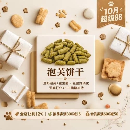 阿幸素食家 宠物猫狗狗零食 猫草豆奶泡芙饼干洁齿酥/80g