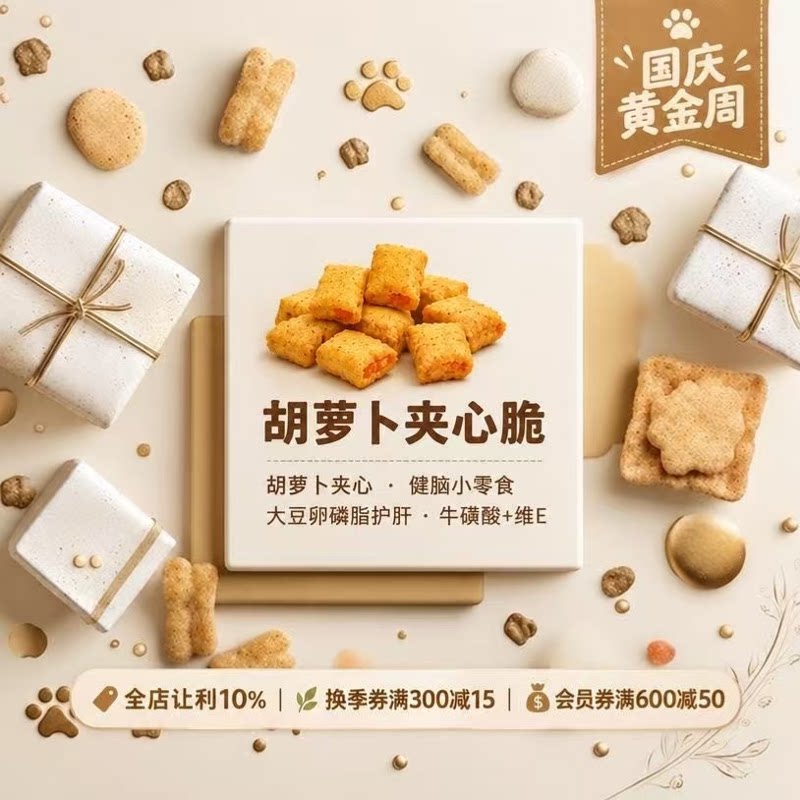 阿幸素食宠粮 阿幸纯素宠物零食猫薄荷胡萝卜夹心脆饼干50g