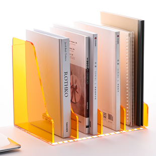三锐亚克力立式多格文件框A4文件书籍收纳架彩色大容量文件盒办公台面电脑桌资料座学生书桌课本时尚杂志收纳