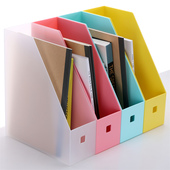 三锐桌面A4资料架文件栏学生书本收纳盒前台资料盒多色立式 分类文件夹整理档案归类置物架大容量书桌收纳架