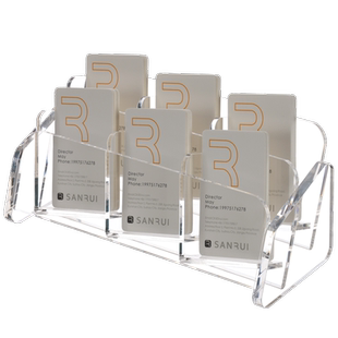 三锐竖向名片盒透明亚克力桌面名片收纳盒酒店房卡前台整理盒明信片办公商务多格分类收纳展会前台简约创意