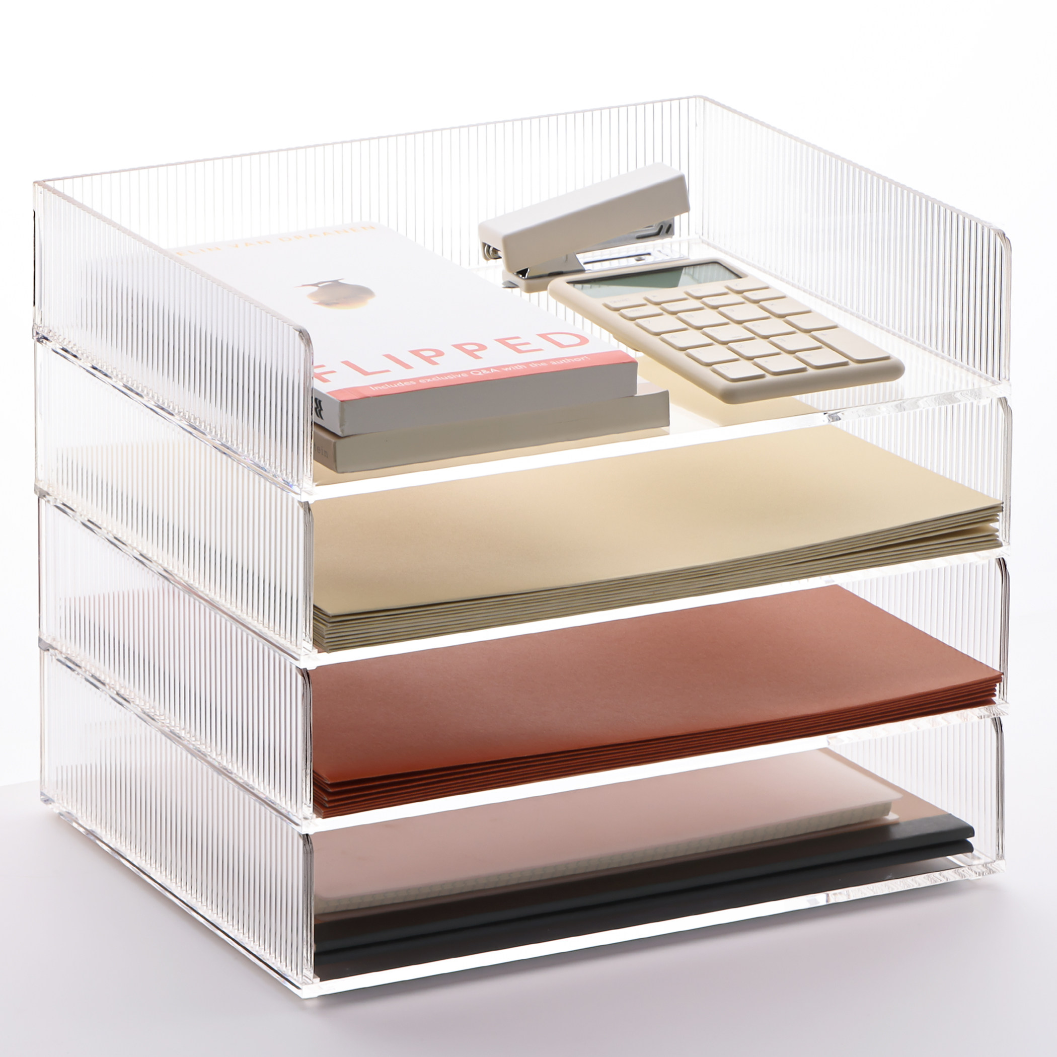 三锐A4文件托盘桌面分层收纳架工位透明加厚文件盒堆叠书本盒办公桌面整理书籍杂志架学生书桌试卷置物架,文具电教/文化用品/商务用品,文件座/文件架/文件框,淘宝优惠券,粉丝福利购,淘宝优惠卷