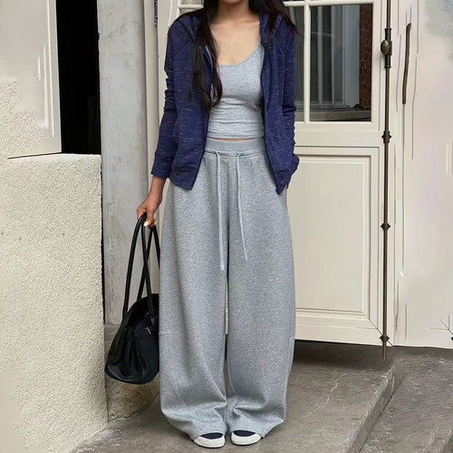 秋季新款休闲裤女高腰阔腿