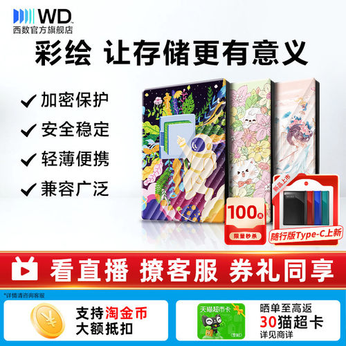 WD西数2T移动硬盘彩绘女生推荐