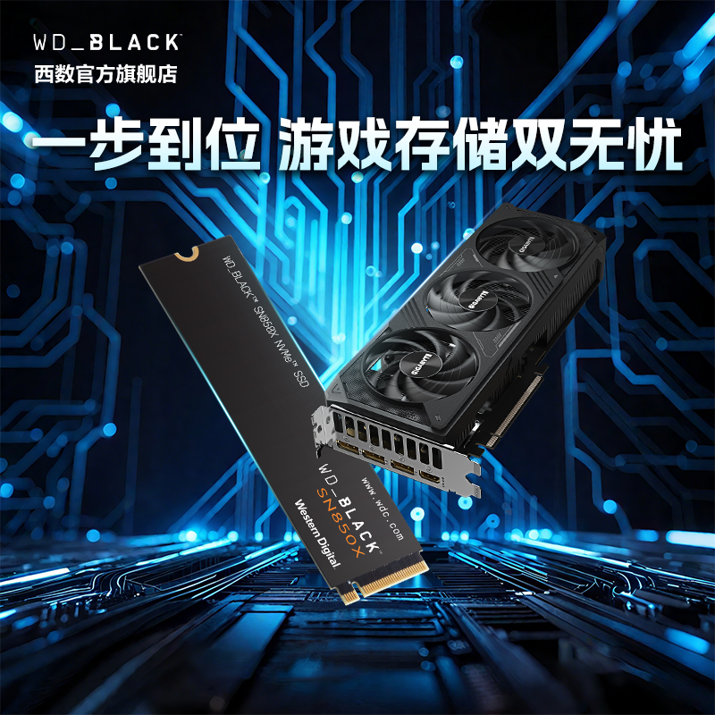 WD_BLACK m2固态硬盘1T2t游戏SSD西部数据SN850X技嘉5070显卡套装