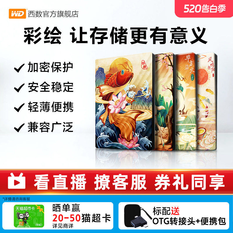 WD西数移动硬盘5t电脑外置外接机械大容量存储彩绘 生肖祥瑞篇