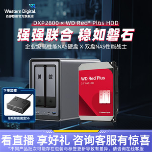 WD西部数据私有云绿联DXP2800双盘位NAS家用家庭网络存储器主机AI相册文件8G内存DDR5个人云硬盘手机平板扩容