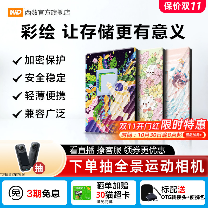 WD西数2T移动硬盘彩绘女生推荐