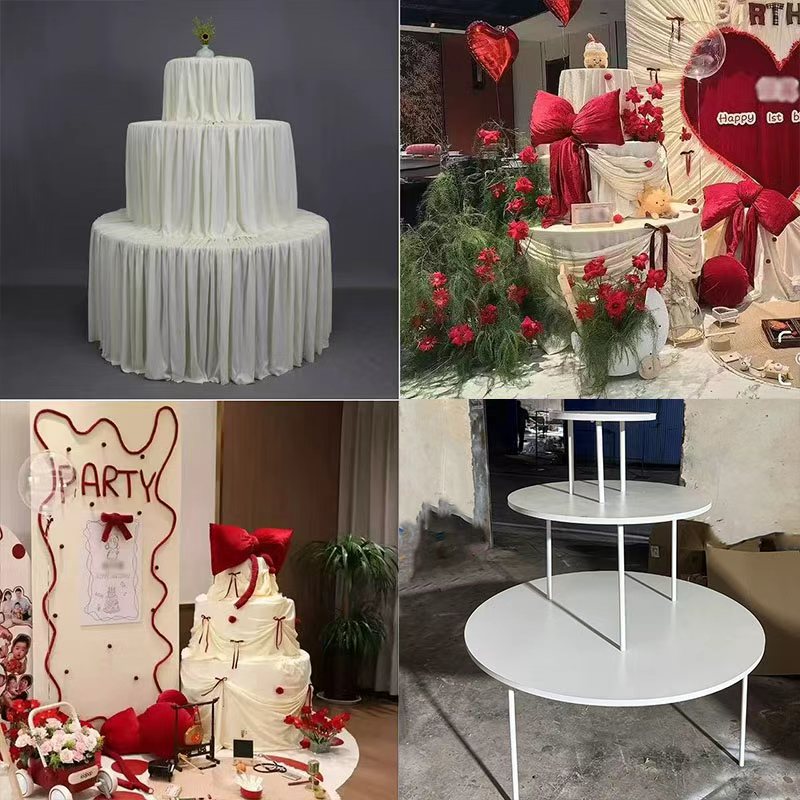 婚庆铁艺三层甜品台花架婚庆圆形道具酒店引宾派对布置甜品架