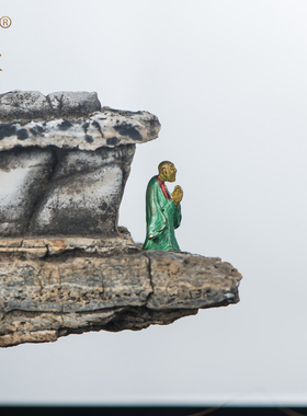 纯铜仿古小人偶沙盘盆景山石