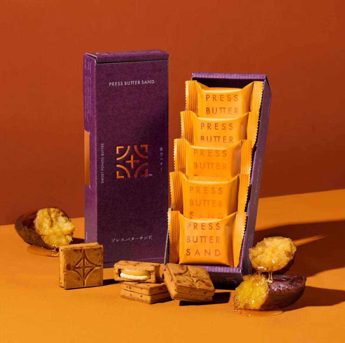满200日本直邮PRESS BUTTER SAND 秋季限定 新品蜜芋黄油夹心曲奇