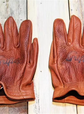 美国制造grifter哈雷摩托车粗犷野牛皮耐磨复古骑士真皮做旧手套
