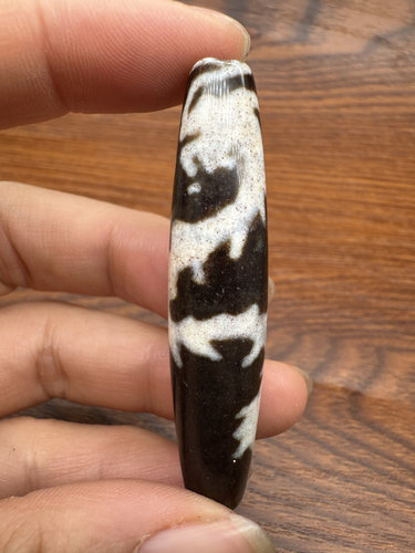 西藏天珠高油满风化纹朱砂中国龙天珠锁骨链挂件