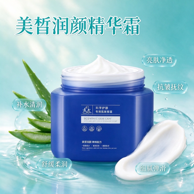 美皙润颜精华霜补水保湿提拉抗皱淡纹舒缓柔润亮肤净透弹滑嫩肤