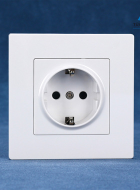 白色德国CE欧标86型德插16A wall socket开关单双控250V