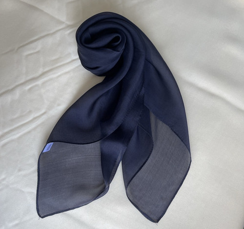 纯色藏青色小方巾100桑蚕丝围巾女真丝小丝巾纱巾秋季护颈防晒